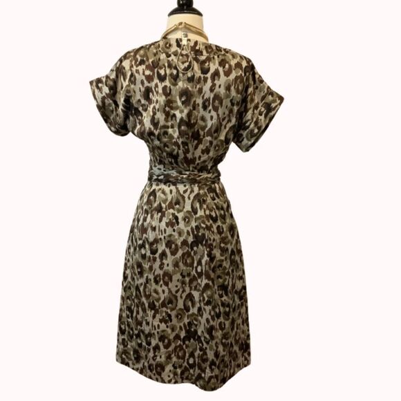 NWT J. Crew Autumn Cheetah Leopard Print Satin Crepe Wrap J6908 Safari Dress - Picture 10 of 15